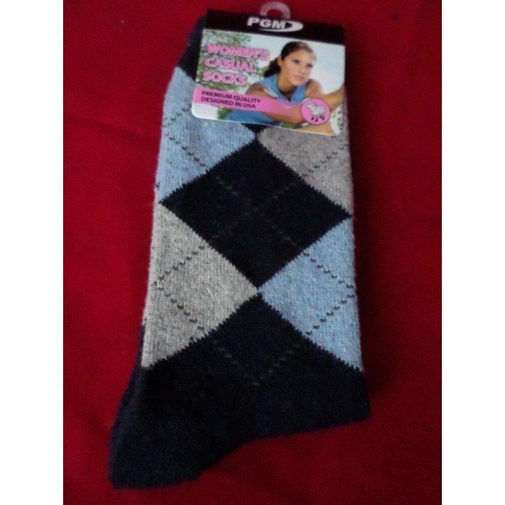 1 Pair PGM 20% Merino Wool Womens Trouser Socks Arguile Crew  4-9